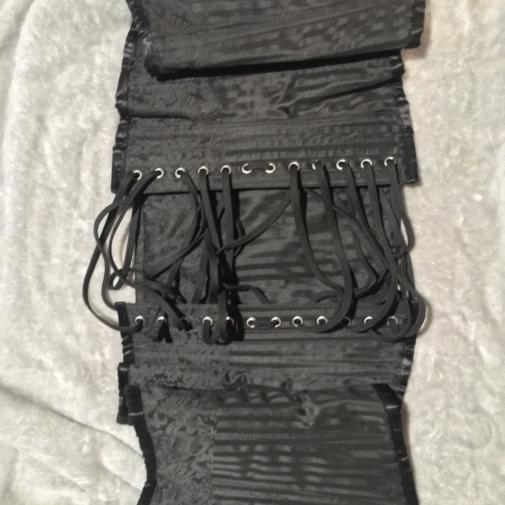 BLACK Satin Steel-Boned Corset SZ 30